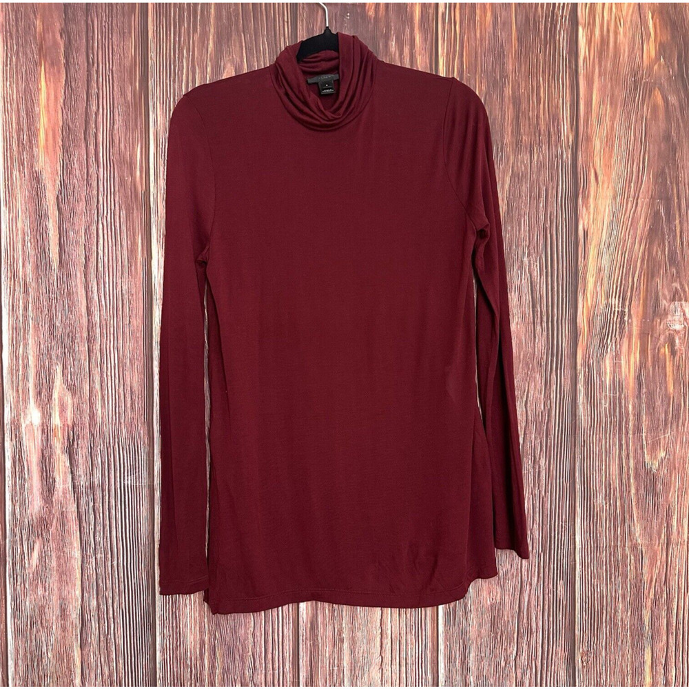 J. Crew Lyocell Long Side Slit Turtleneck Top Red Size Small S